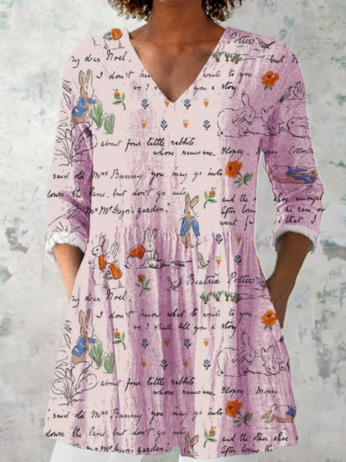 Imogen - Long Blouse with V-Neck
