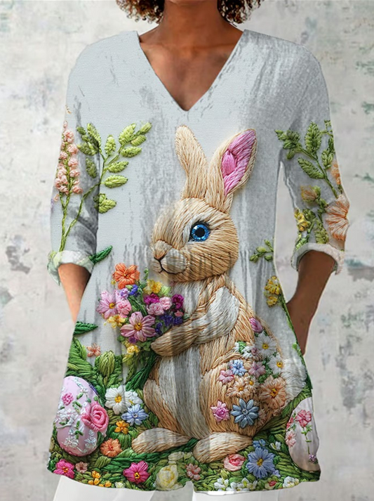 Marguerite - Long Blouse with V-Neck