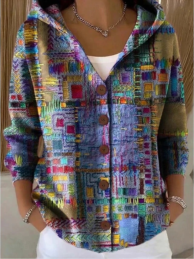 Willow - Printed Hooded Knit Cardigan