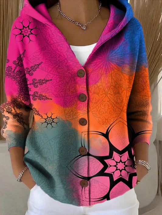 Willow - Printed Hooded Knit Cardigan - view 2