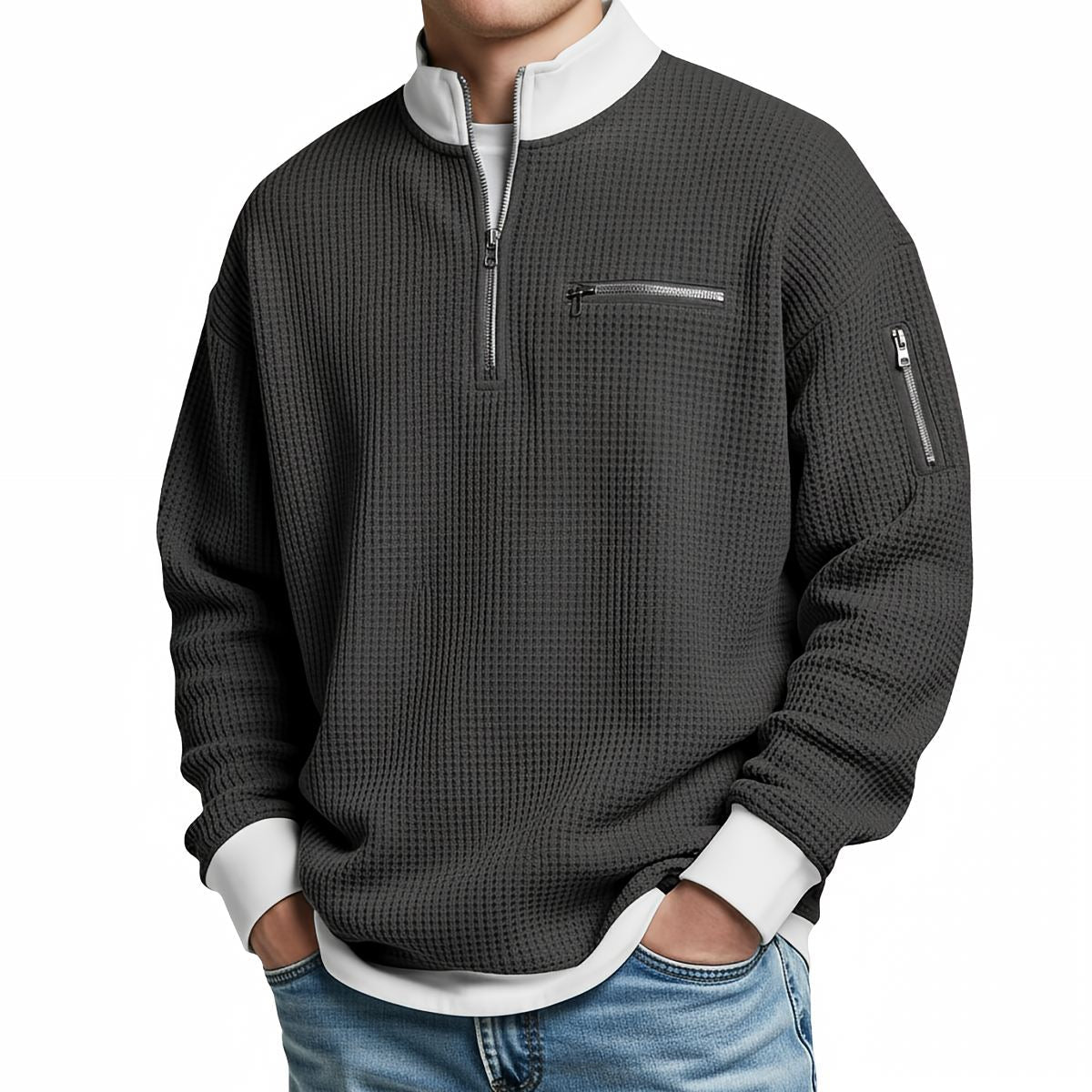 Dylan - Waffle-Knit Half-Zip Sweater