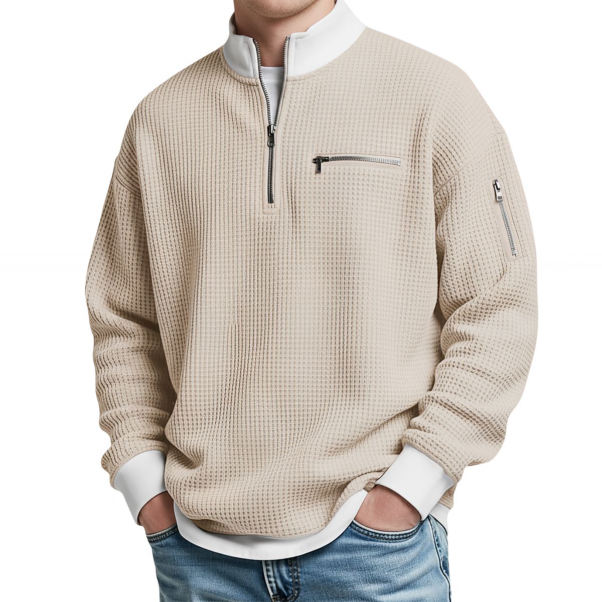 Dylan - Waffle-Knit Half-Zip Sweater
