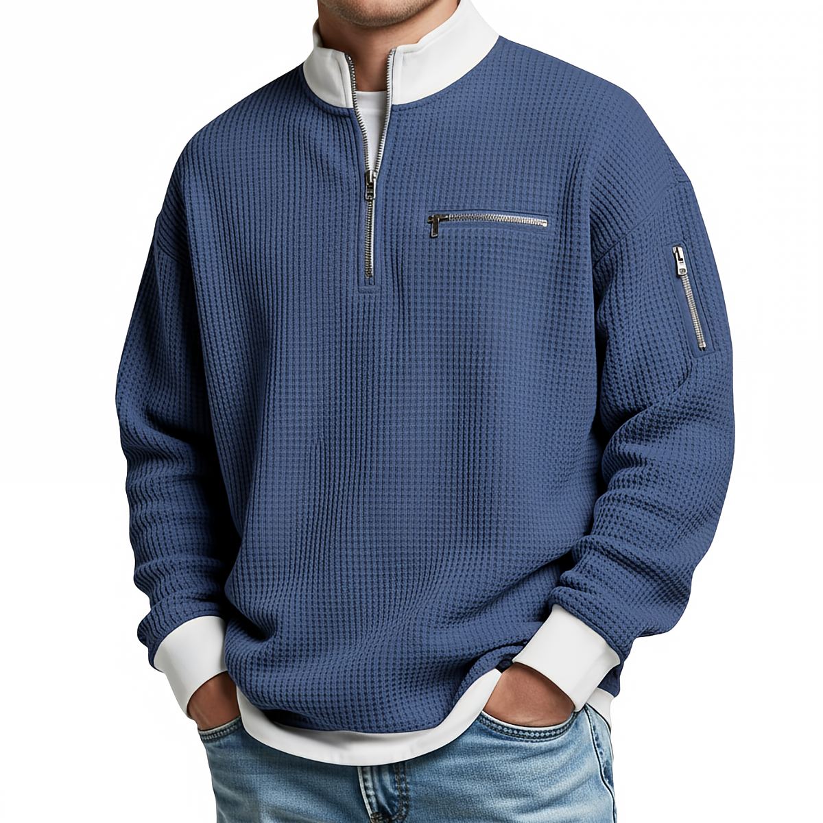 Dylan - Waffle-Knit Half-Zip Sweater