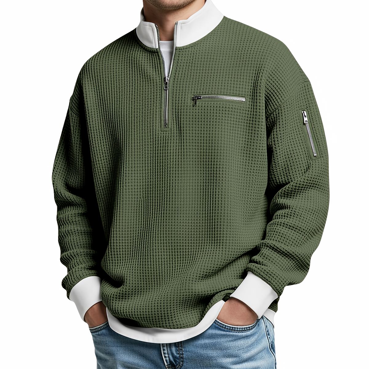 Dylan - Waffle-Knit Half-Zip Sweater