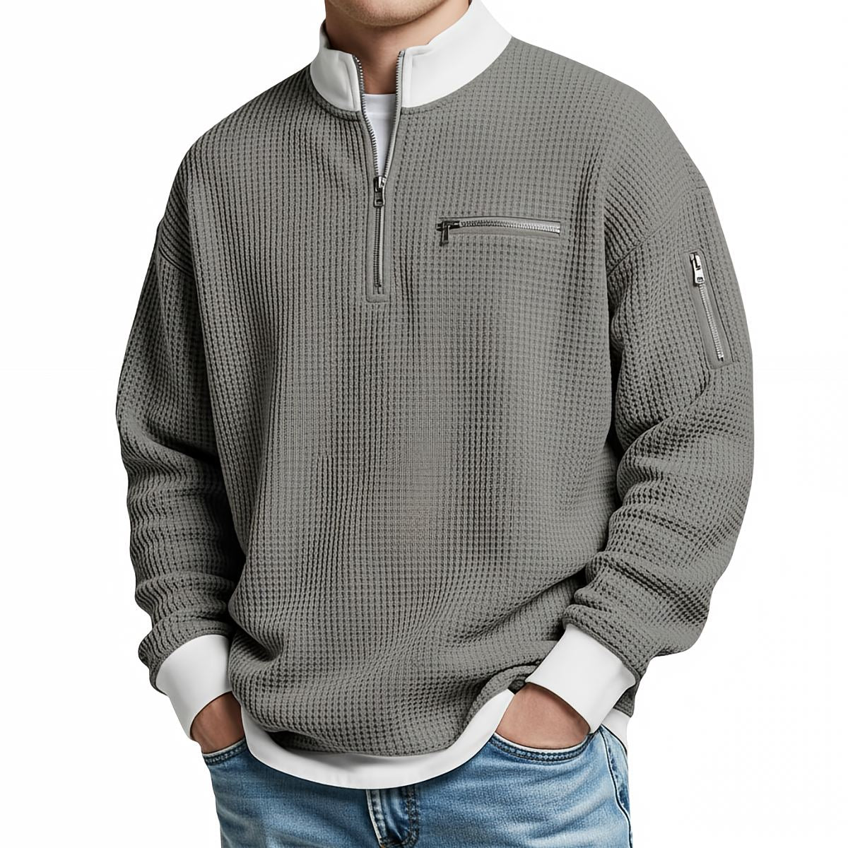 Dylan - Waffle-Knit Half-Zip Sweater