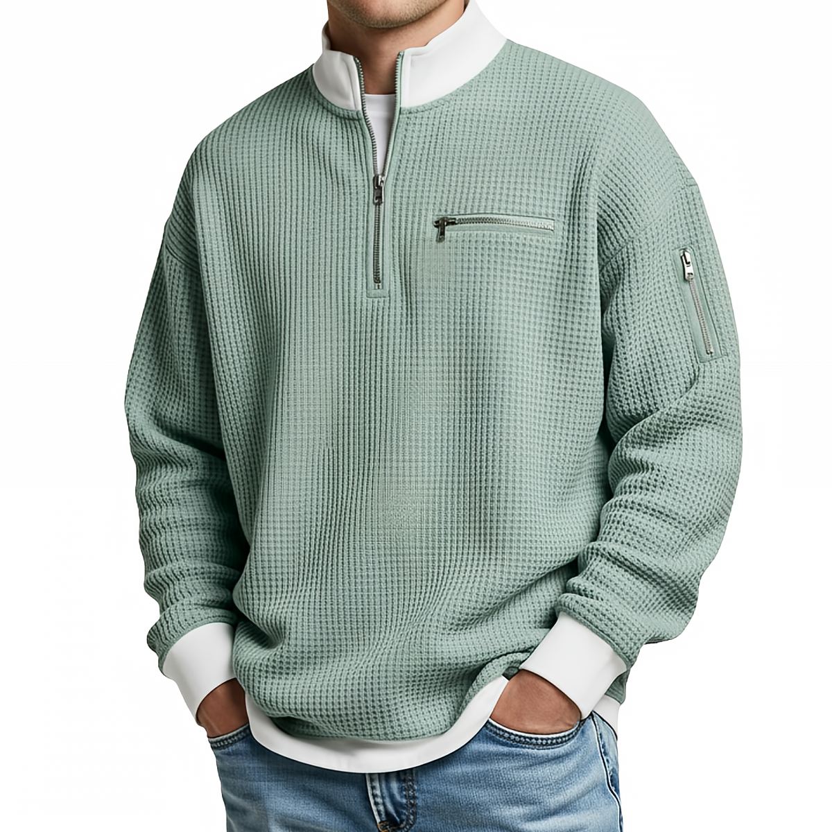 Dylan - Waffle-Knit Half-Zip Sweater
