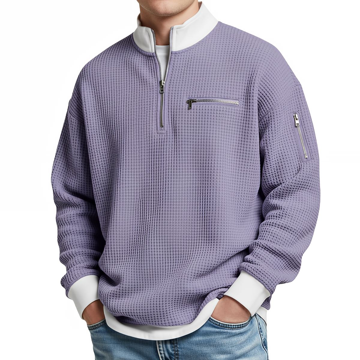 Dylan - Waffle-Knit Half-Zip Sweater