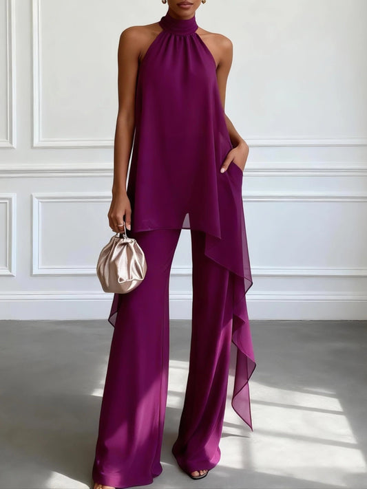 Camille - Asymmetric Halter Two-Piece Set