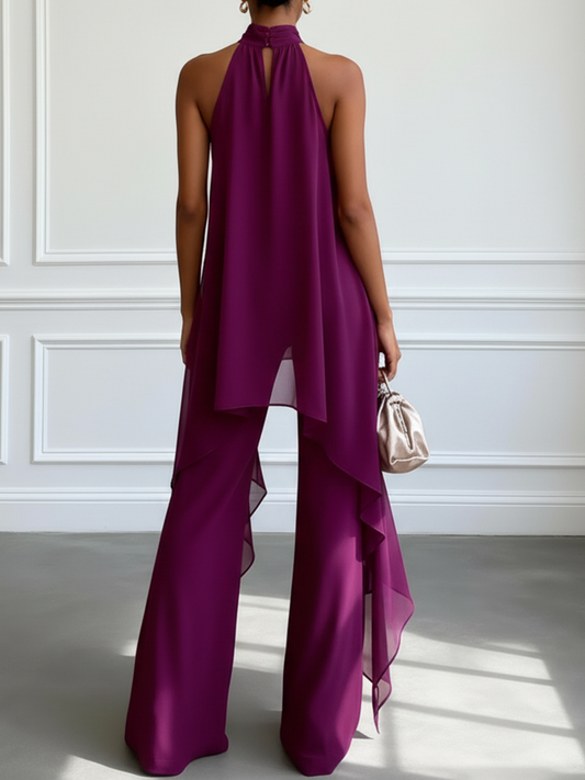 Camille - Asymmetric Halter Two-Piece Set