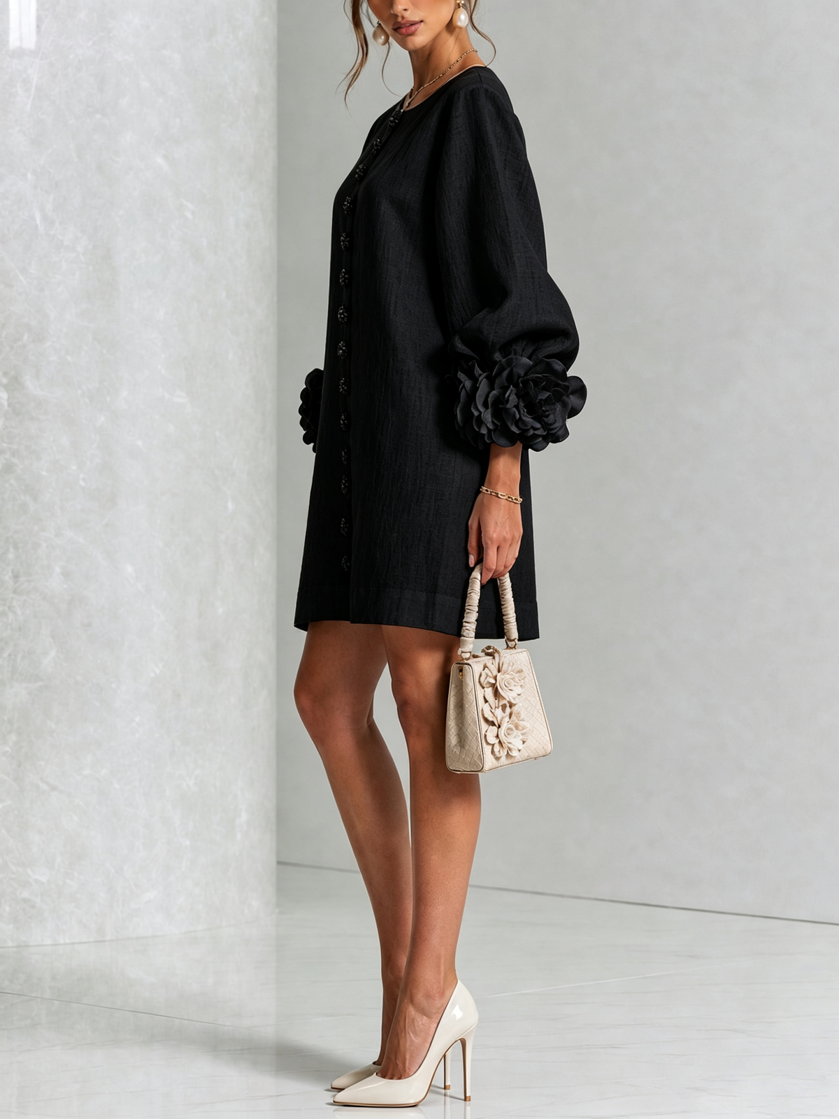 Amélie - Floral Puff Sleeve Mini Dress