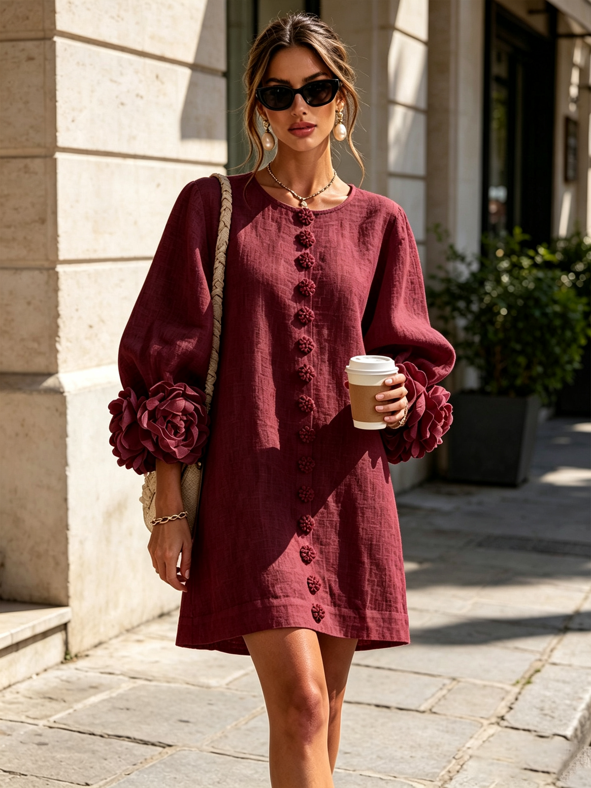 Amélie - Floral Puff Sleeve Mini Dress
