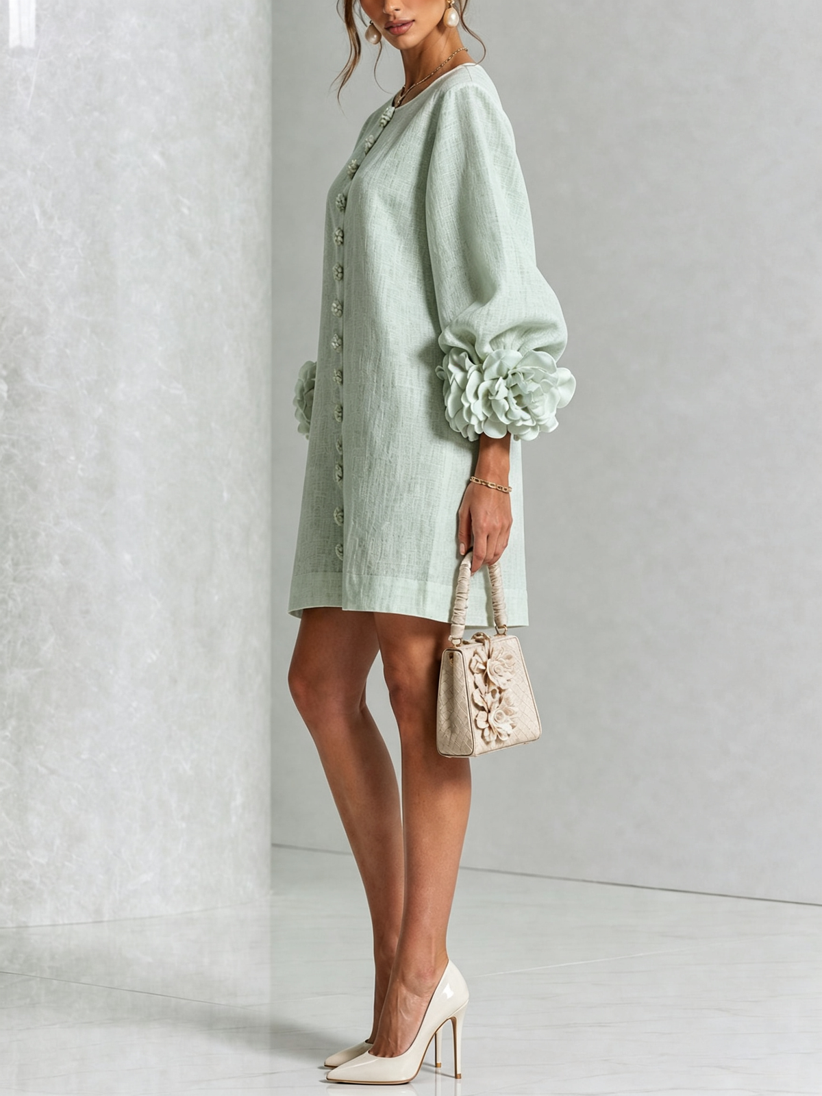 Amélie - Floral Puff Sleeve Mini Dress