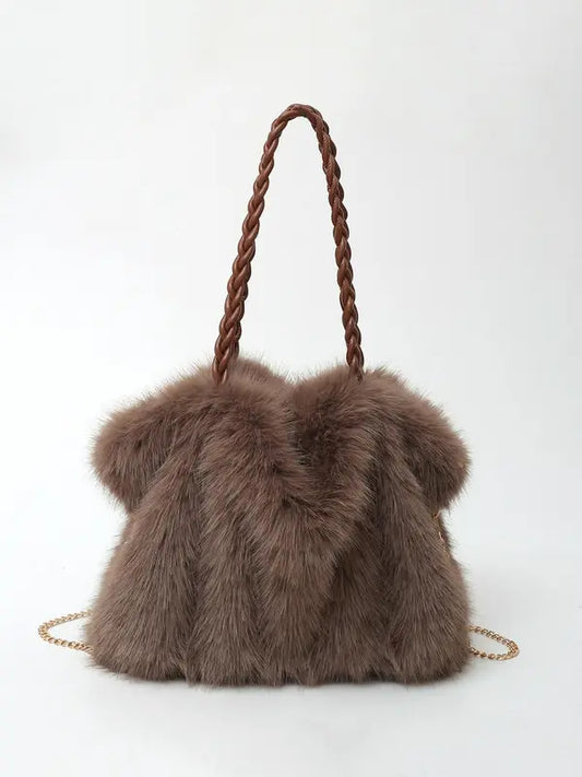 Charlotte - Plush Velvet Shoulder Tote Bag