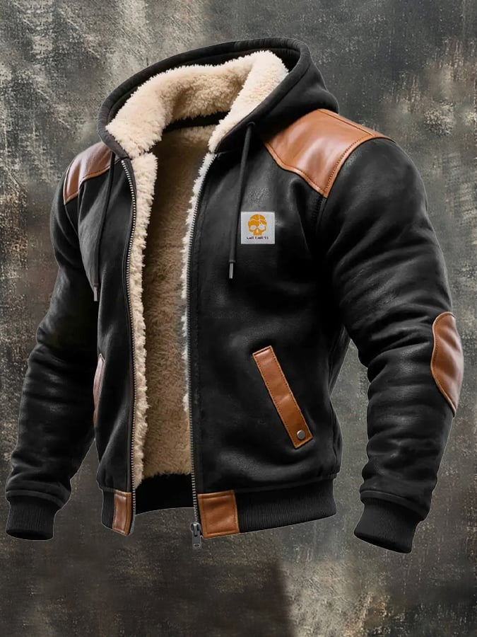 Gavin - Leather-Trim Hooded Jacket