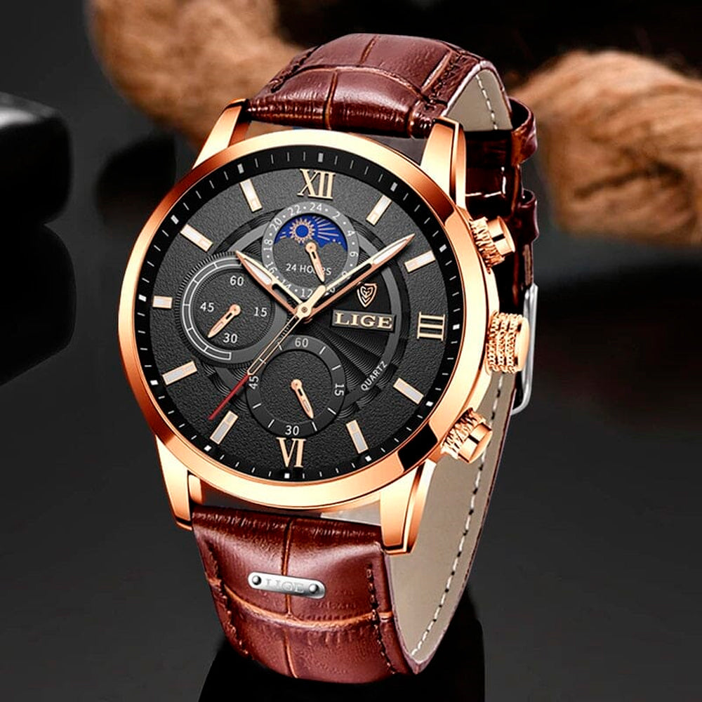Harrison | Rose Gold Multi-Dial Leather Watch - view 5