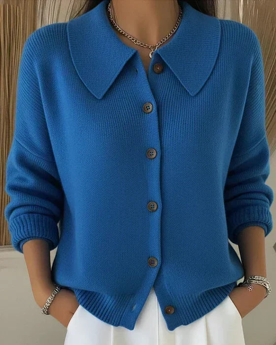 Vivian - Shirt Collar Knit Cardigan