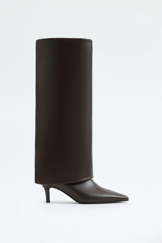 Barfin - Dark Brown Leather Knee-High Boots