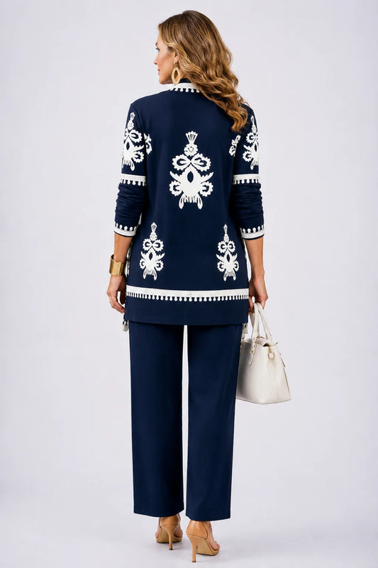 Rhonda - Baroque-Print Three-Piece Pant Set