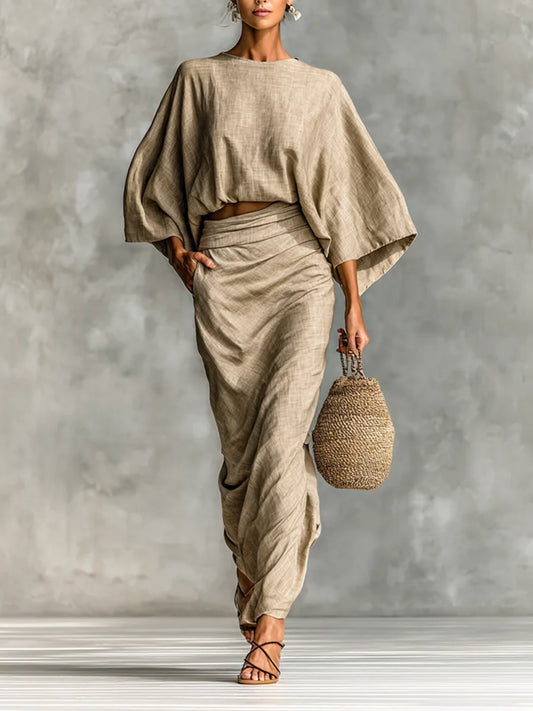 Clothilde - Batwing Sleeve Skirt Set