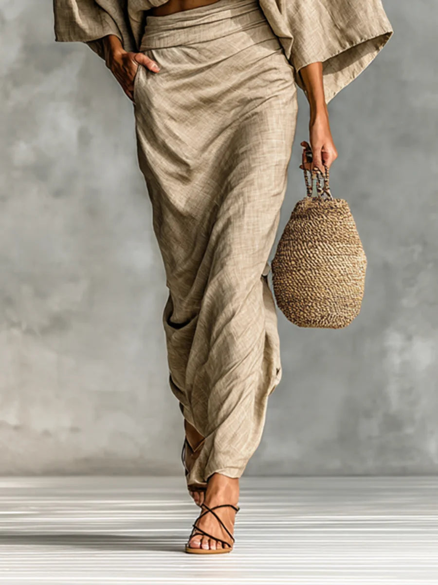 Clothilde - Batwing Sleeve Skirt Set