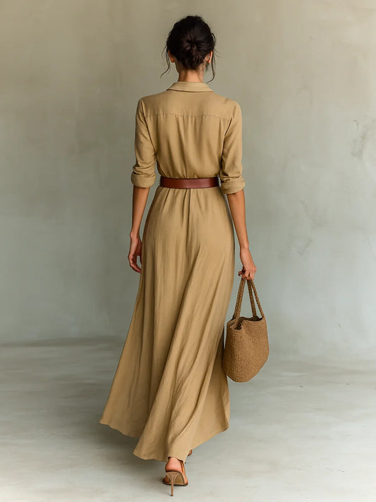 Mathilda - Belted Maxi Shirt Dress