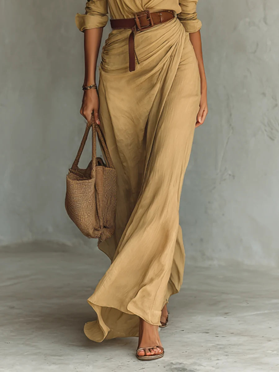 Mathilda - Belted Maxi Shirt Dress
