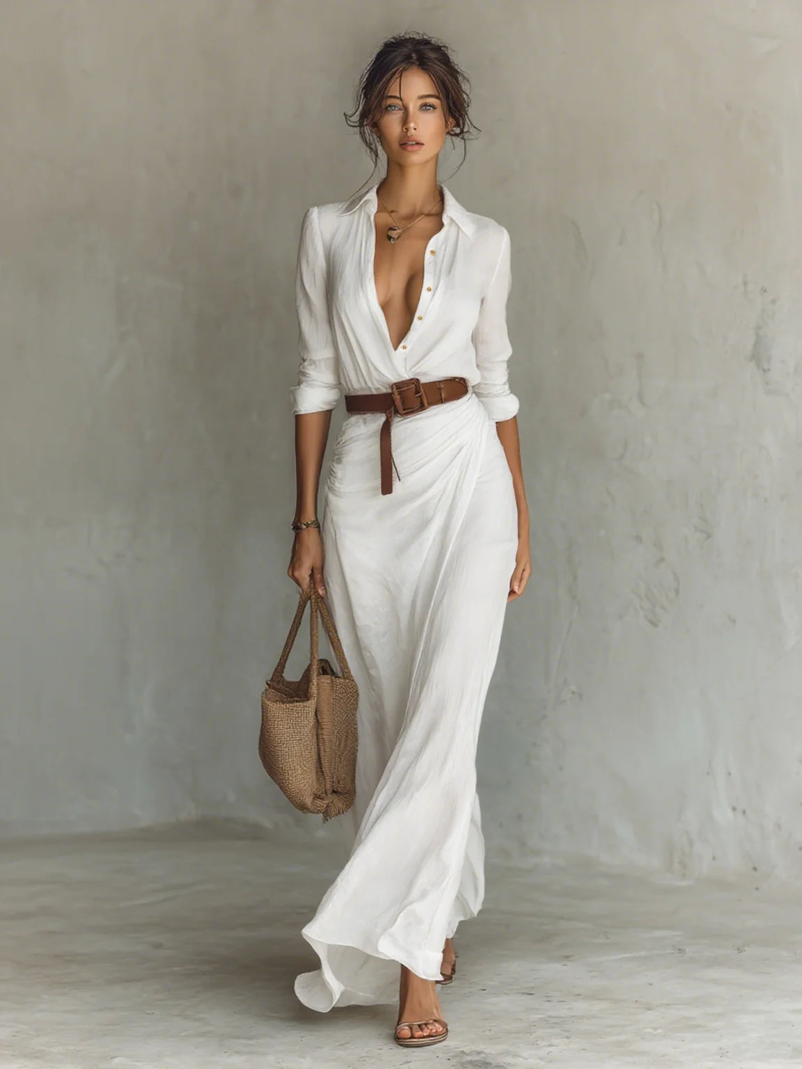 Mathilda - Belted Maxi Shirt Dress
