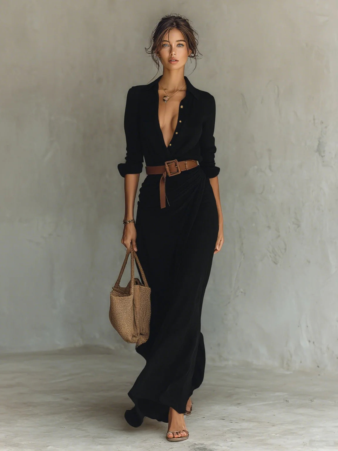 Mathilda - Belted Maxi Shirt Dress