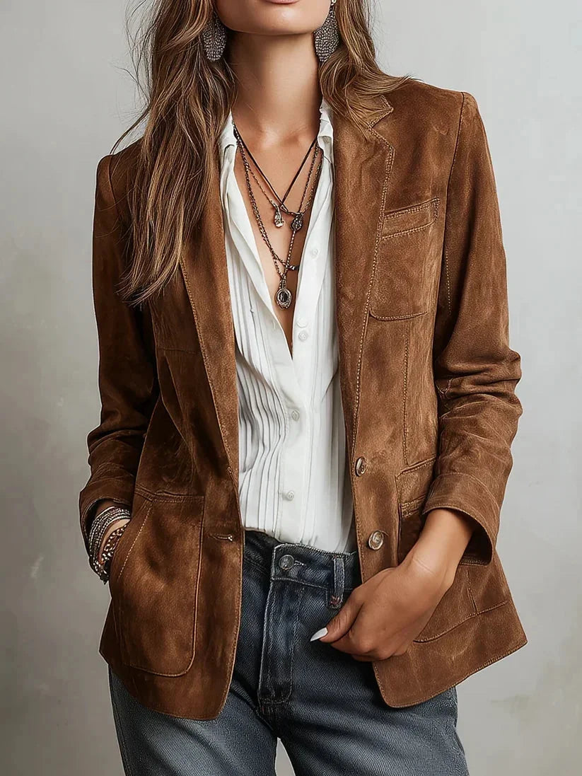 Cecelia vintage contrast-stitch blazer, front