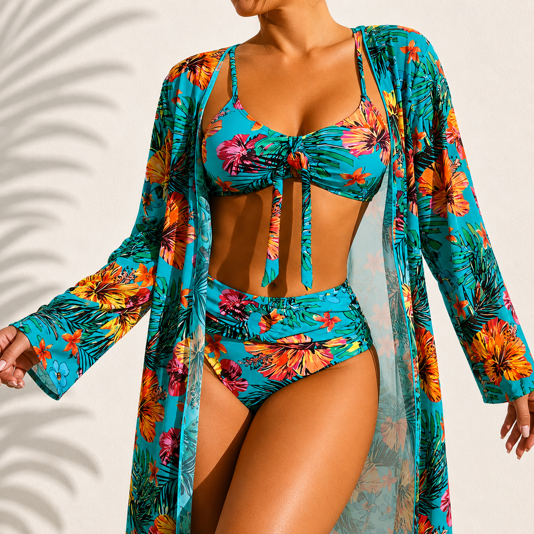 Sofia | Three-Piece Bikini and Kimono Set - view 4