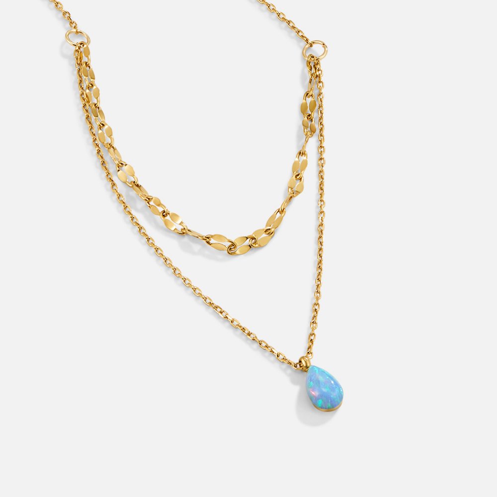 Willow - Layered Blue Opal Drop Necklace