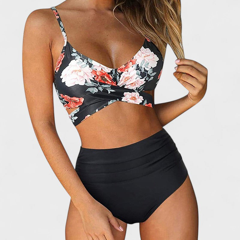 Marta | Tropical High-Waist Bikini Set - view 4