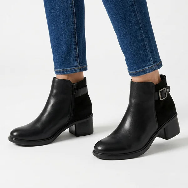 Gail - Buckle Block-Heel Ankle Boots