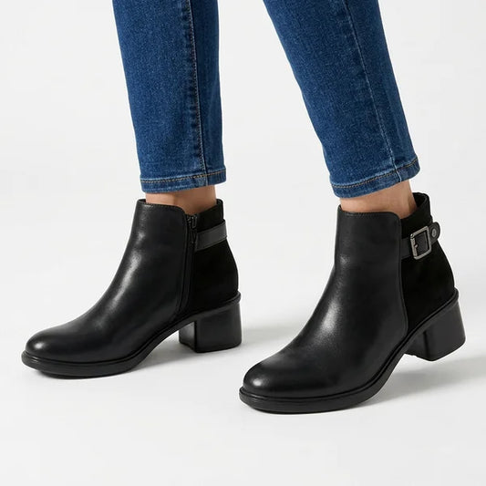 Gail - Buckle Block-Heel Ankle Boots