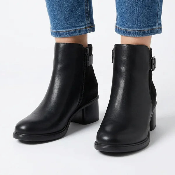 Gail - Buckle Block-Heel Ankle Boots