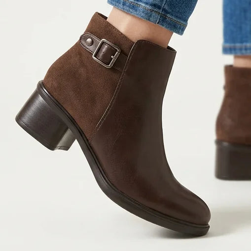 Gail - Buckle Block-Heel Ankle Boots