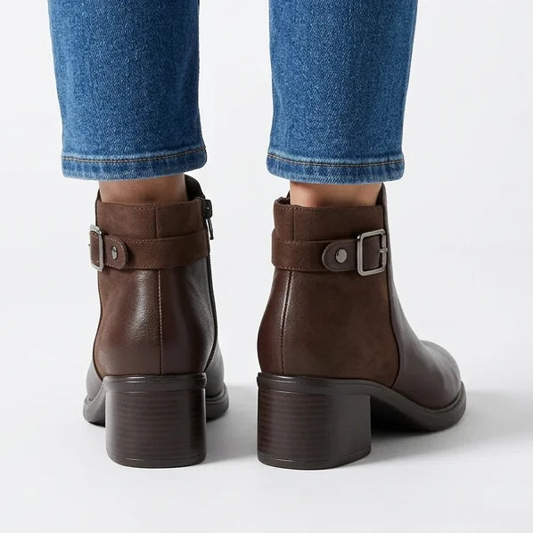 Gail - Buckle Block-Heel Ankle Boots