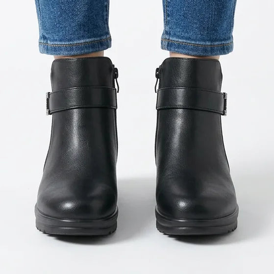 Lorna - Buckle-Strap Wedge Ankle Boots