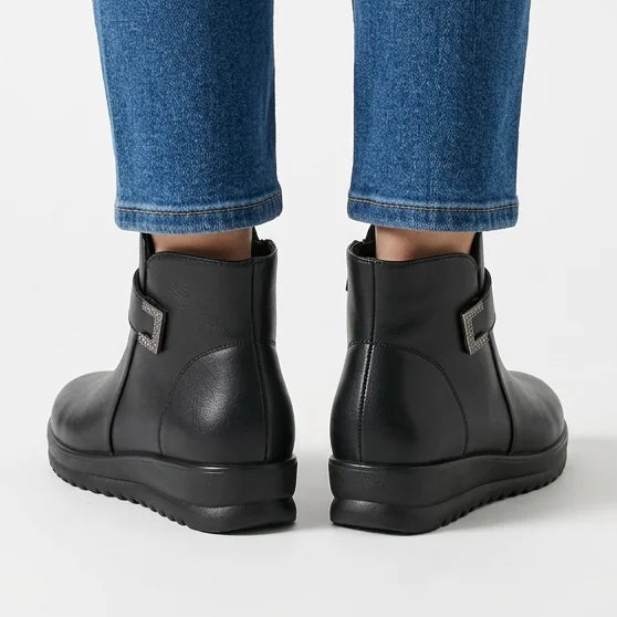 Lorna - Buckle-Strap Wedge Ankle Boots