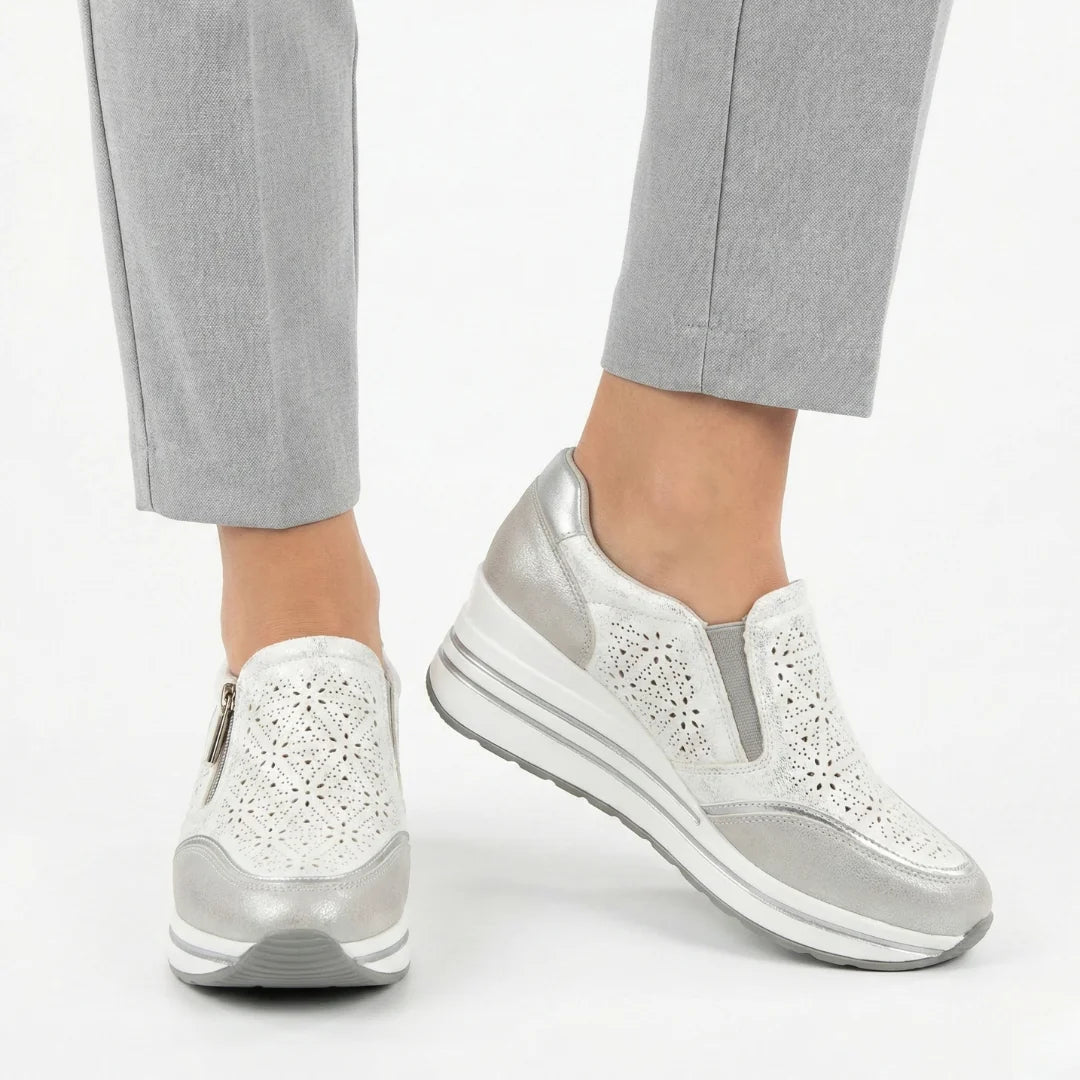 Cate shimmer wedge sneakers