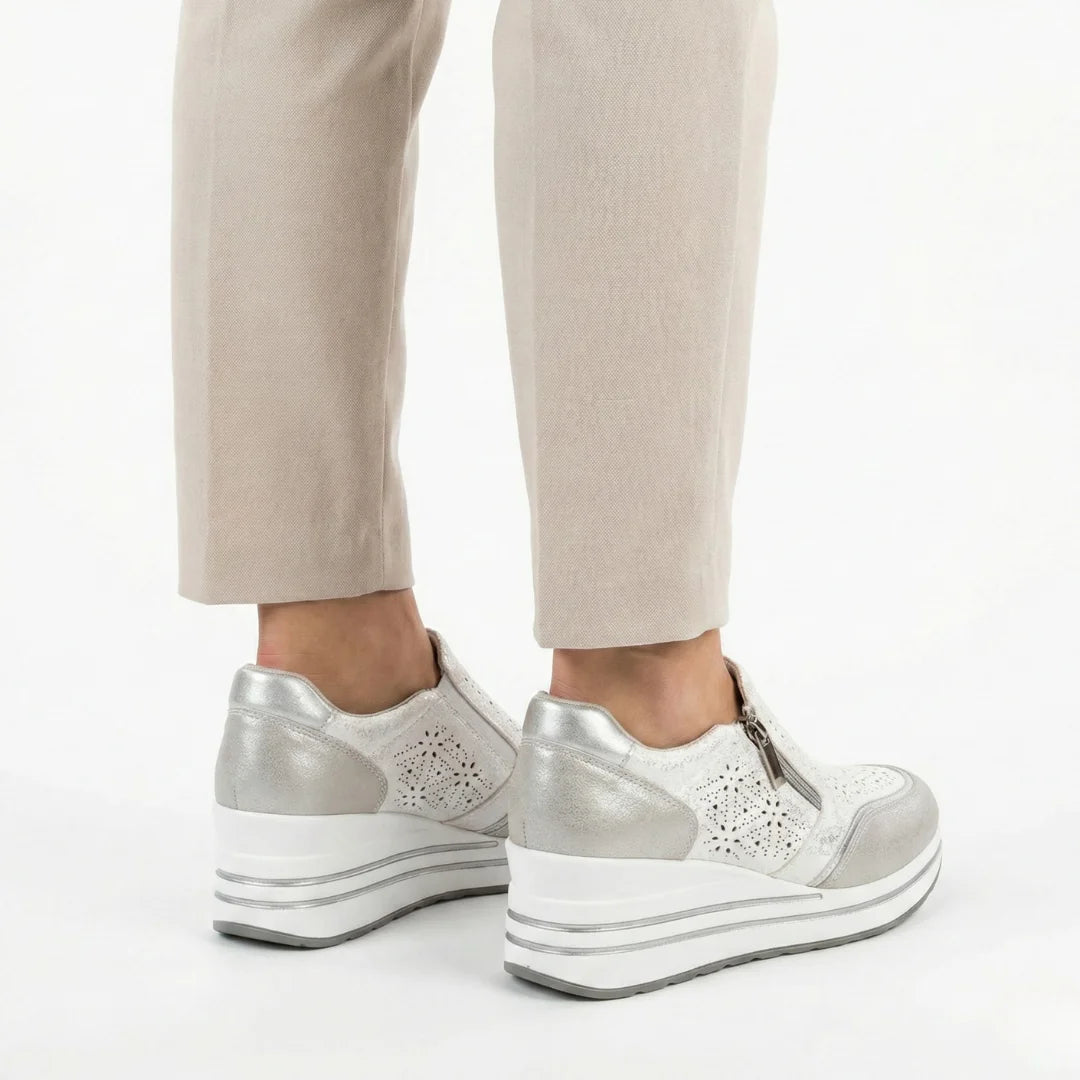 Cate shimmer wedge sneakers