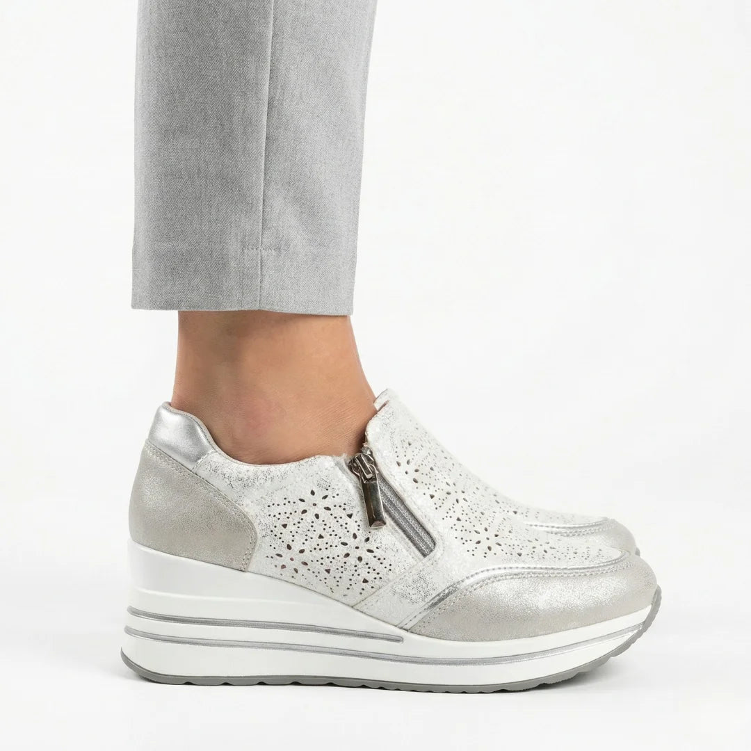 Cate shimmer wedge sneakers