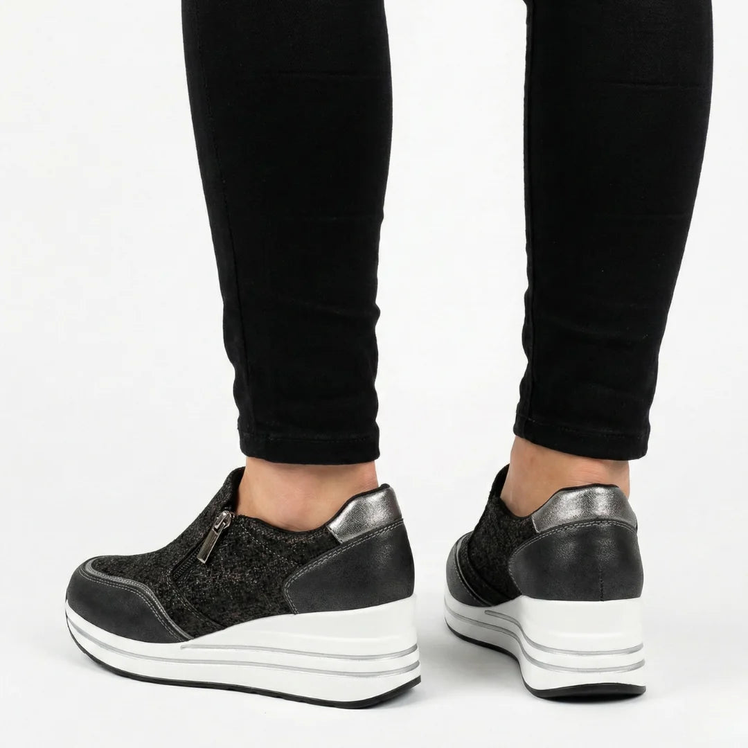 Cate shimmer wedge sneakers
