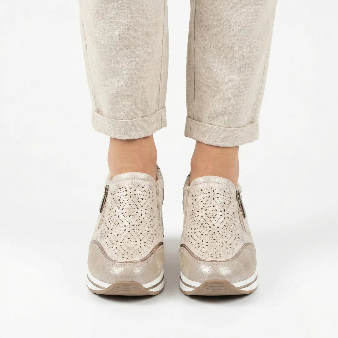 Cate shimmer wedge sneakers