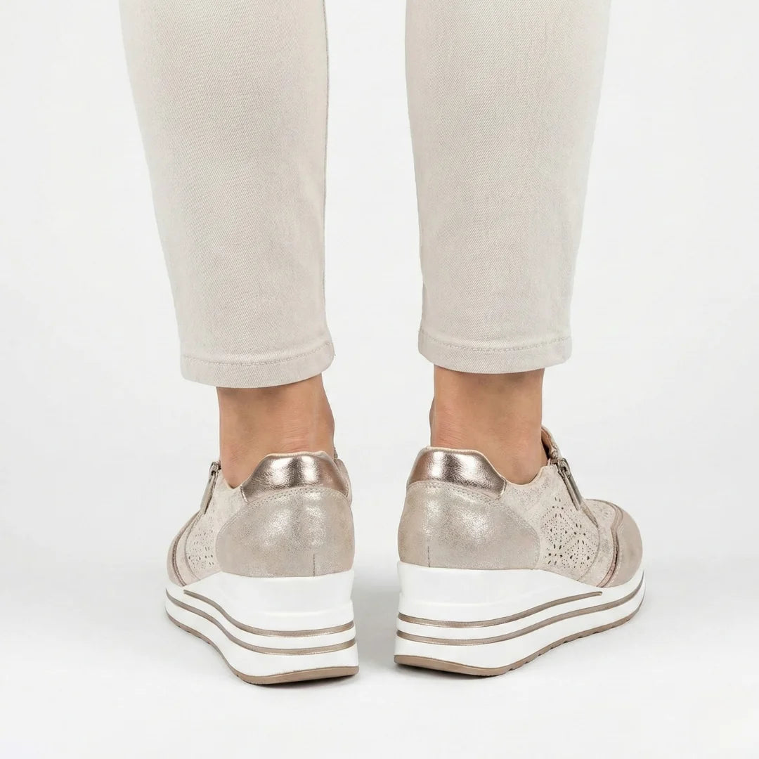 Cate shimmer wedge sneakers