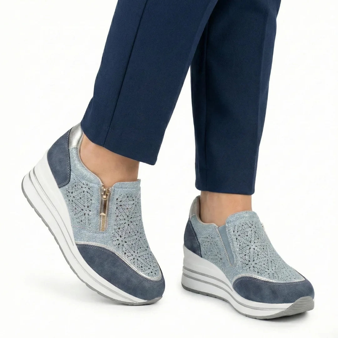 Cate shimmer wedge sneakers