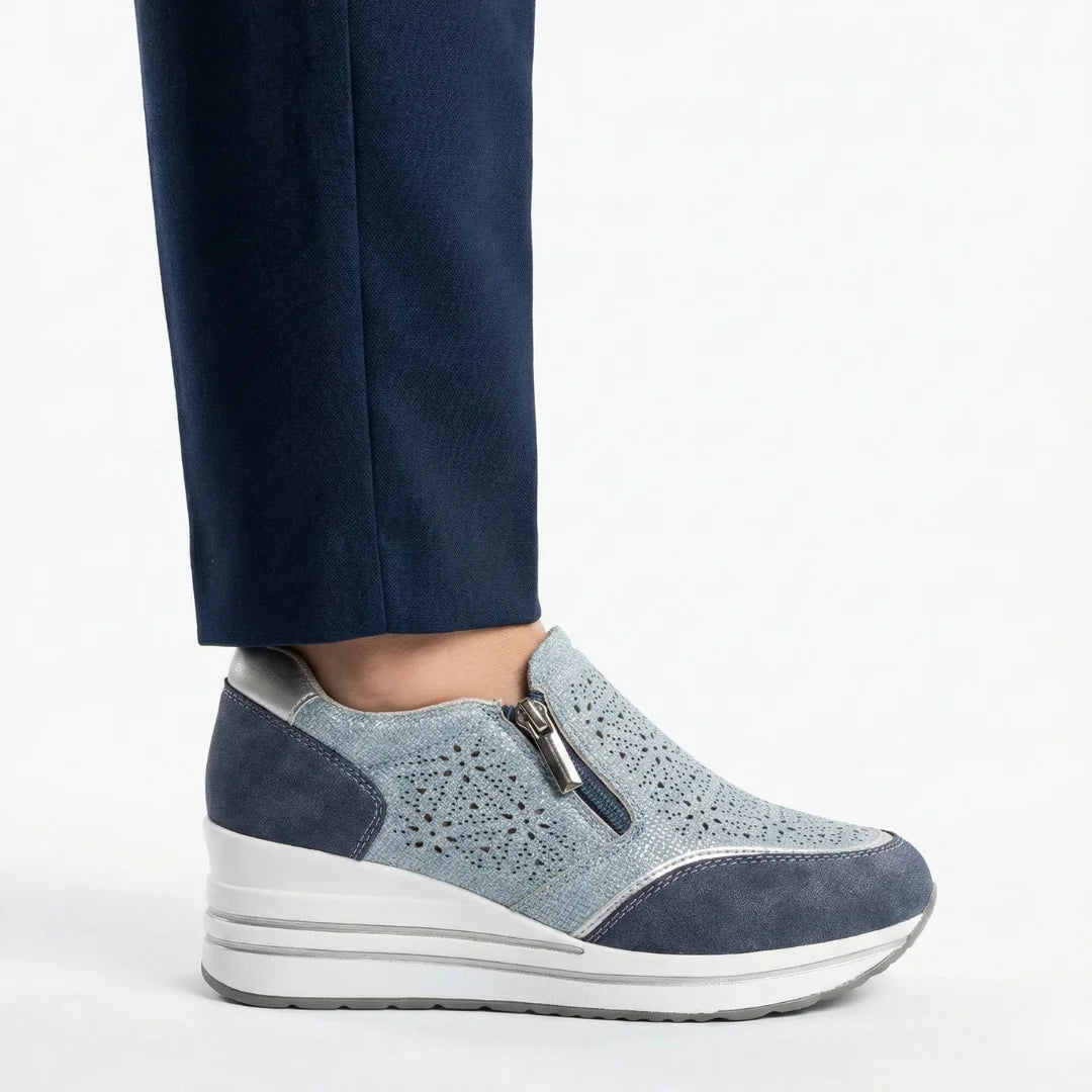 Cate shimmer wedge sneakers