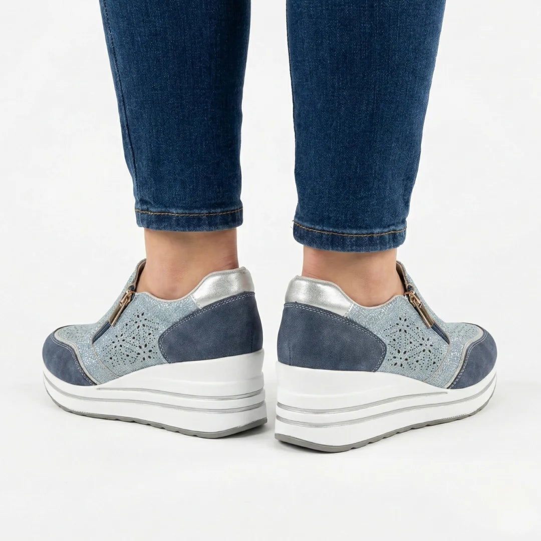 Cate shimmer wedge sneakers