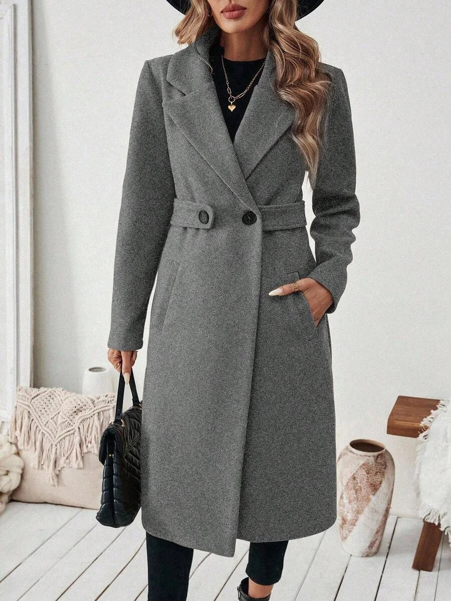Nathalie - Classic Tailored Coat - Grey