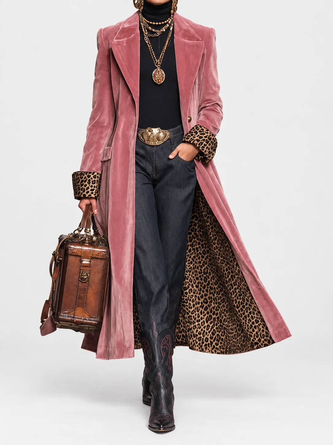 Arabella - Velvet-Effect Longline Coat